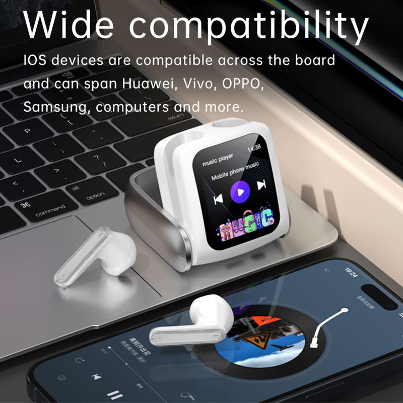 Bluetooth V5.3 TWS Earbuds with LCD Touchscreen