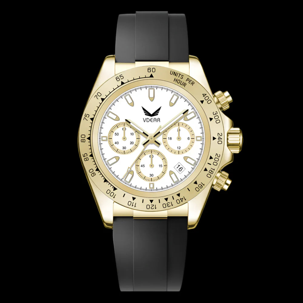 Vdear Men's Quartz Watch – Multifunction, Luminous, Silicone Band, Date Display