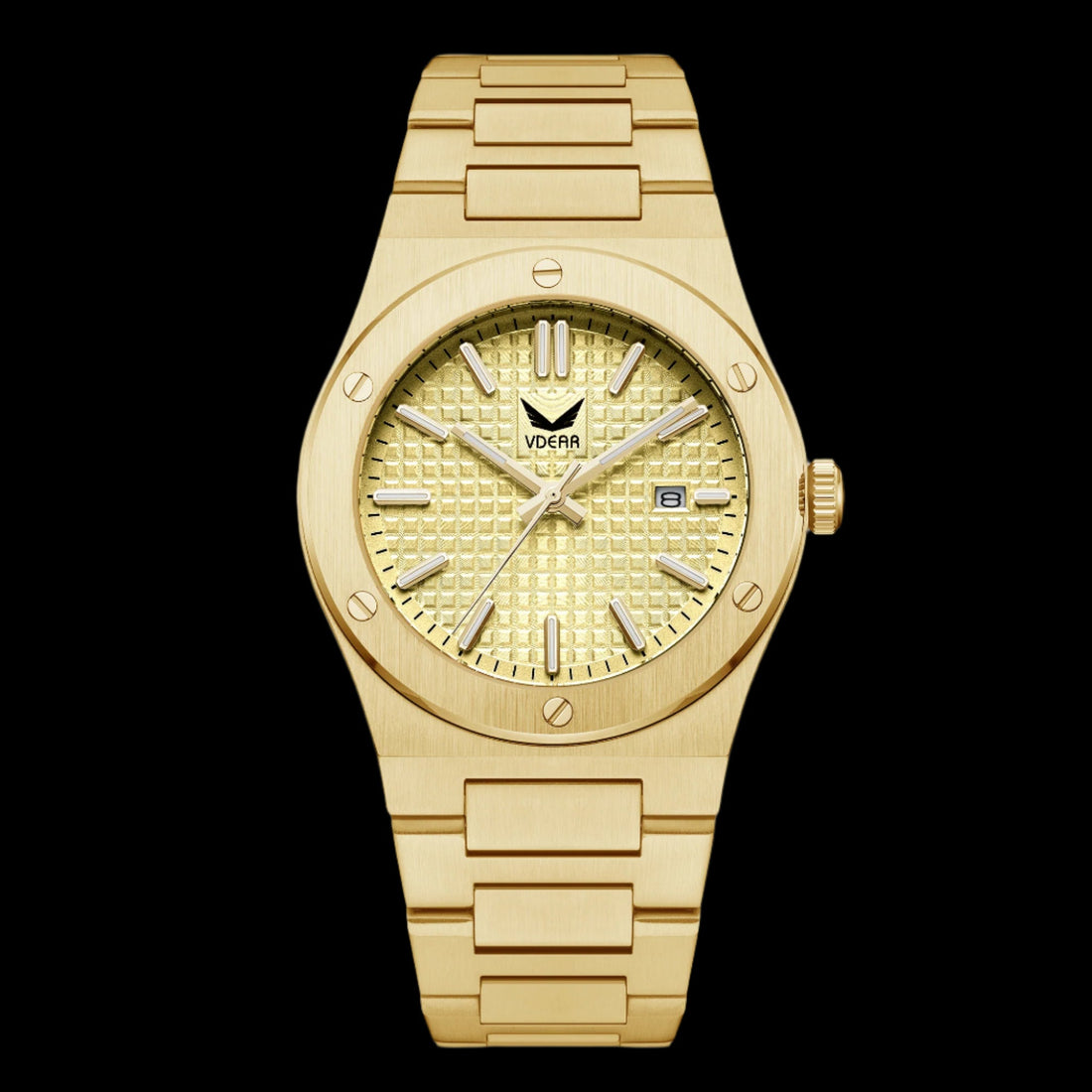 Vdear Men's Ultra-Thin Quartz Watch – Leather Strap & Steel Date, Luminous Hands