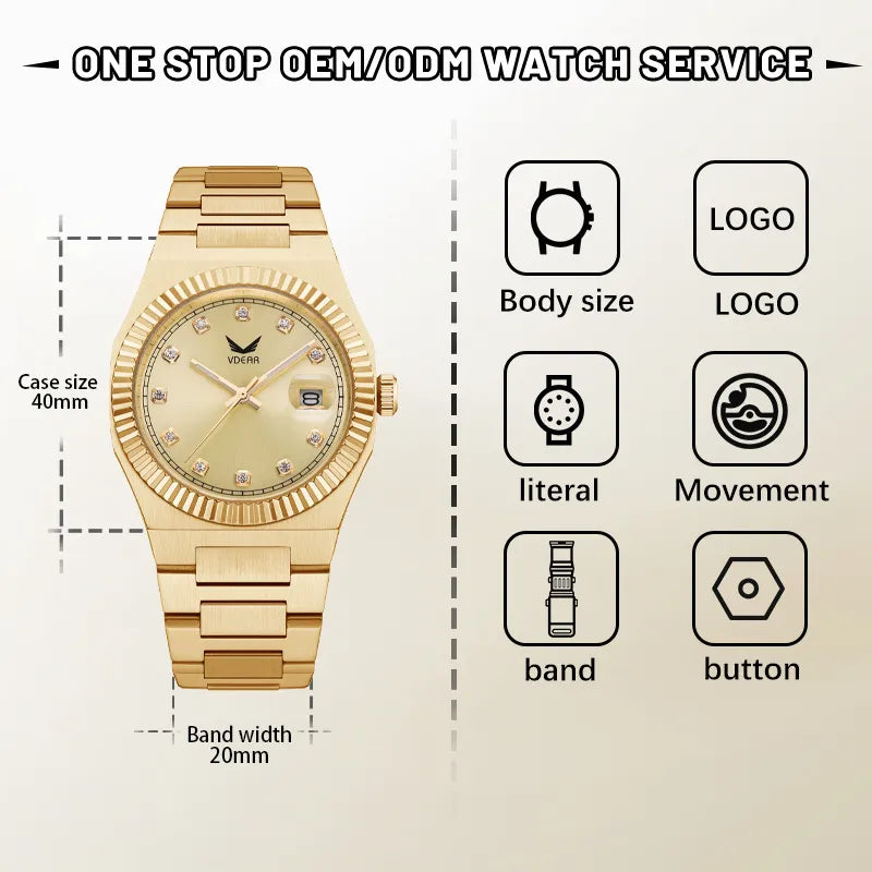 Vdear Men's Luxury Waterproof Watch – Diamond Dial