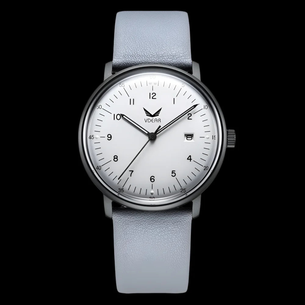 Vdear Unisex Quartz Watch – 38mm Leather Band, Luminous Dial