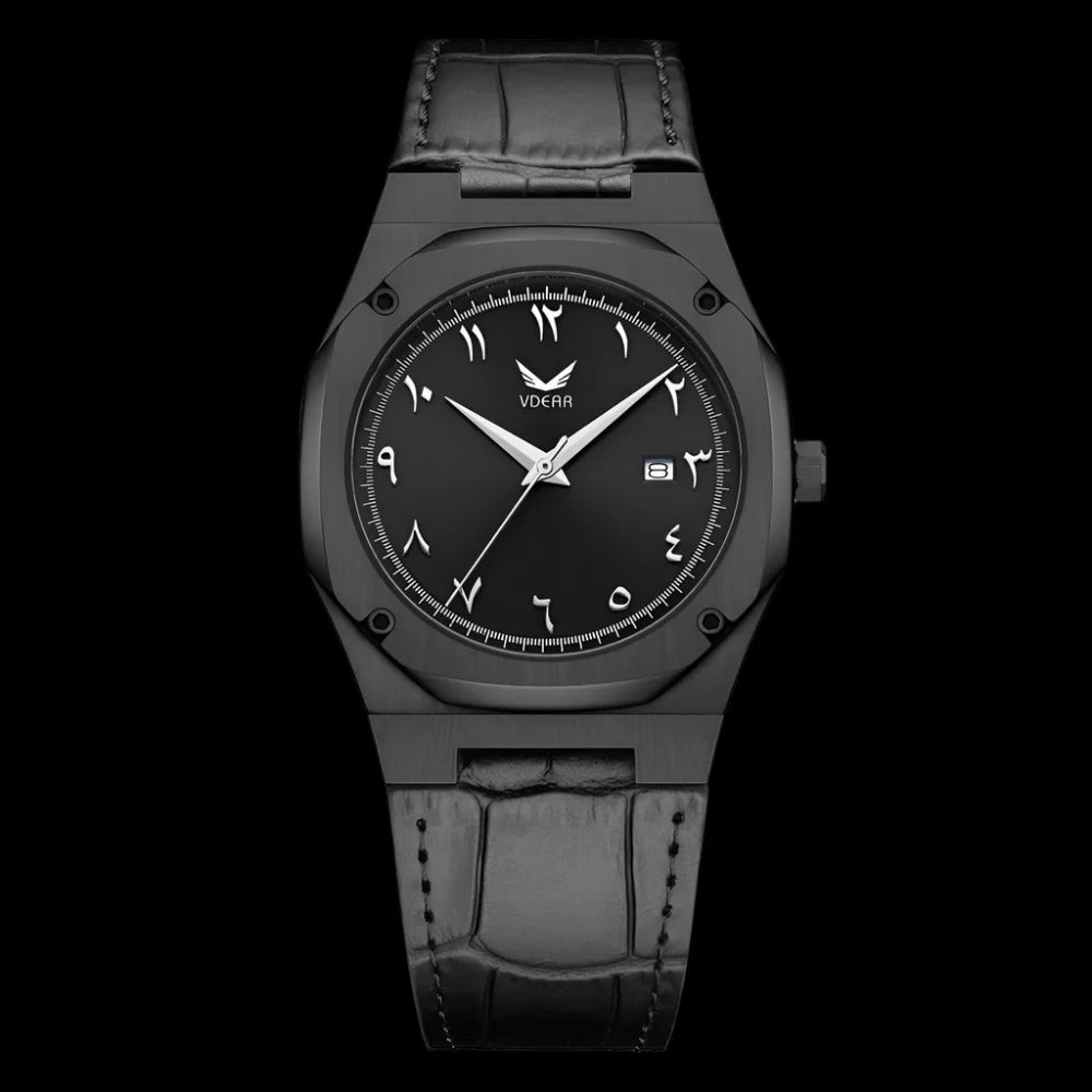 Vdear Men's Octagon Quartz Watch – Sunray Dial, Leather Strap, Ultra-Thin, 3ATM Waterproof