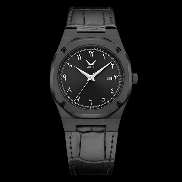 Vdear Men's Octagon Quartz Watch – Sunray Dial, Leather Strap, Ultra-Thin, 3ATM Waterproof