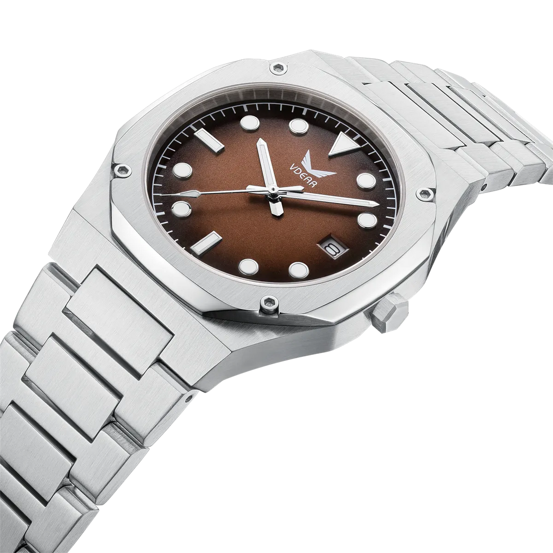 Vdear Men's Ultra-Thin Quartz Watch – Gradient Dial, Leather Band, Luminous, 30M Waterproof