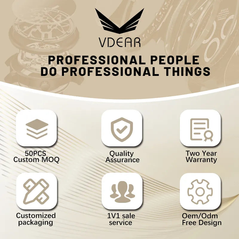 Vdear 40mm Luxury Quartz Watch – Crystal Bezel, Diamond Markers, Calendar