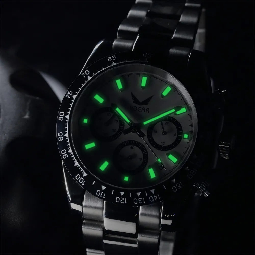 Vdear Men's Luxury Quartz Watch – Waterproof, Luminous, Silicone Strap