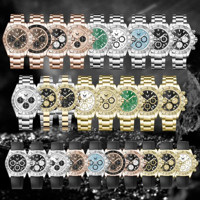 Vdear Men's Quartz Watch – Multifunction, Luminous, Silicone Band, Date Display